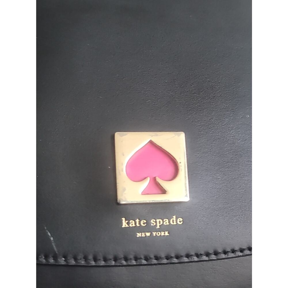 Kate Spade New York Doreen Black Leather Logo Flap Closure Crossbody Bag Pink - Picture 13 of 16